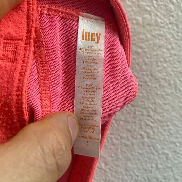 Lucy Activewear Pink Wireless Sports Bra Racerback Pullover Large Adjustable - Picture 3 of 4